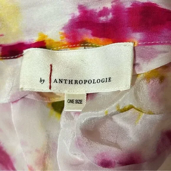 Anthropologie Pink Yellow Tie Dye Kimono Boho Festival Vacation Top OS - Picture 9 of 12